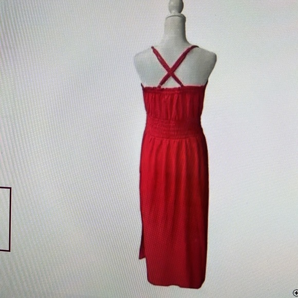 MICAEL KORS MAXI DRESS size M crossed strapping back smocked waist NWOT - Picture 2 of 4